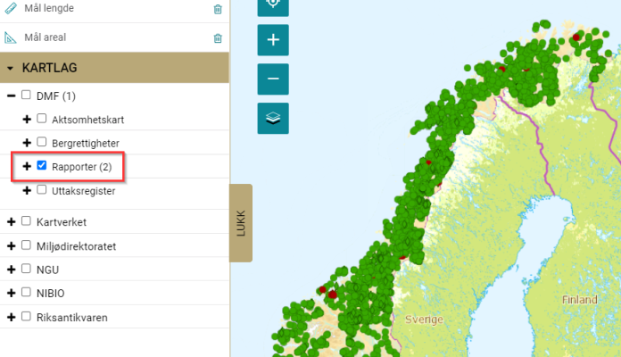 Skjermbilde fra karttjenesten