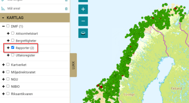 Skjermbilde fra karttjenesten